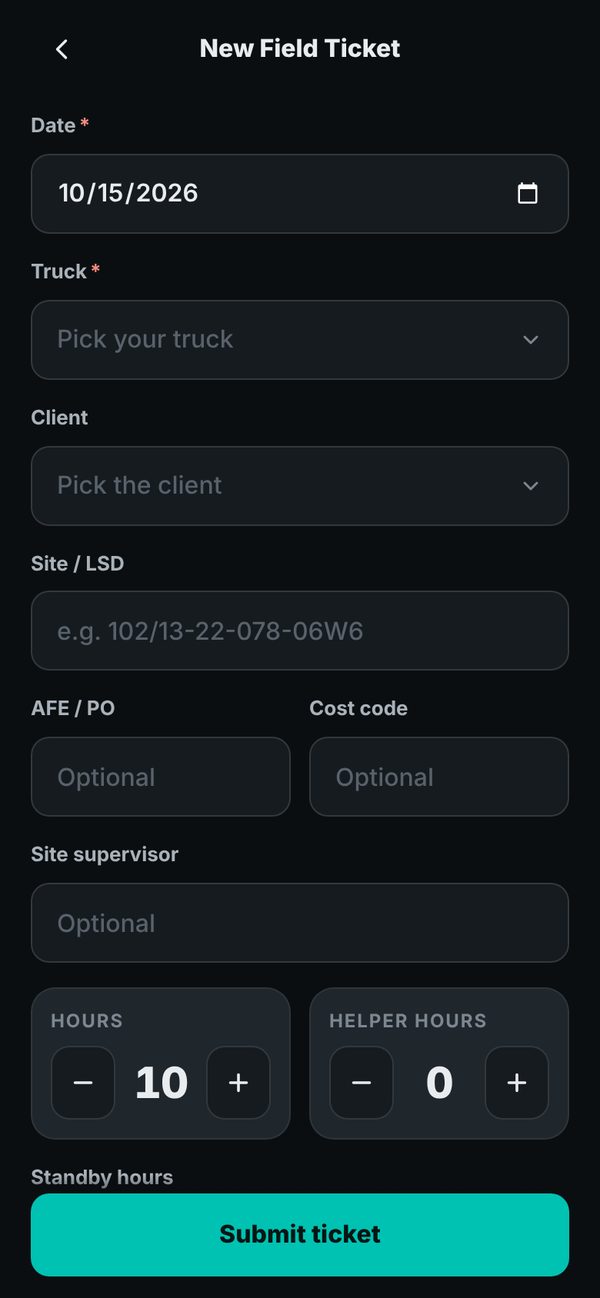 New field ticket form